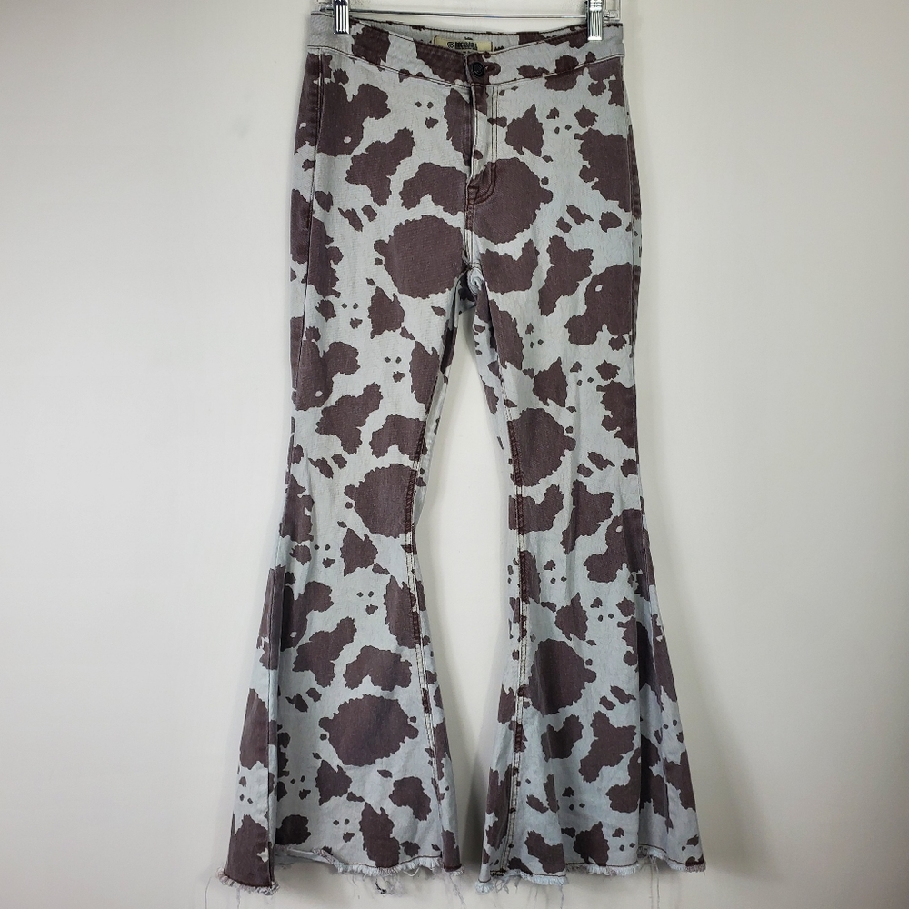 Cow Print Flare & Wide Leg Jeans